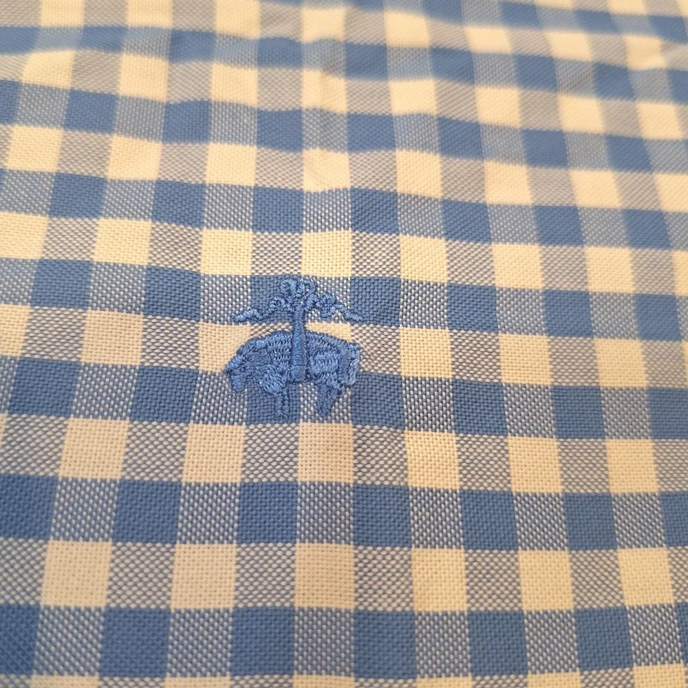 Brooks Brothers Shirt XXL Blue Gingham Regent Non-Iron Supima Cotton Buttondown - Picture 4 of 7